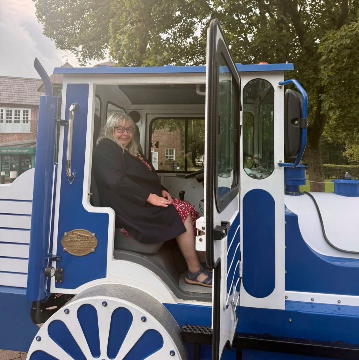 The Mayor sits on the Haigh land train The Mayor sits on the Haigh land train